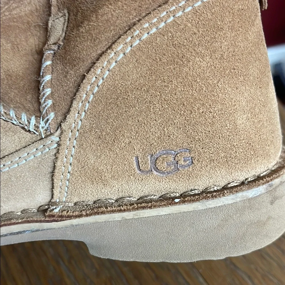 UGG Tan Ankle Boots with Plush Fleece Lining - Picture 2 of 15